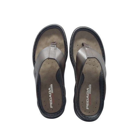 Chinelo Pegada Masculino em Couro Cravo 134103