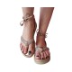 Sandalia Fem. Dakota de Amarrar Papete Brilho Moda Delicada. Ref. Y7632