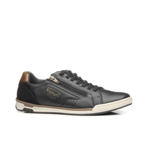 Sapatênis Pegada Masculino em Couro Preto 119507